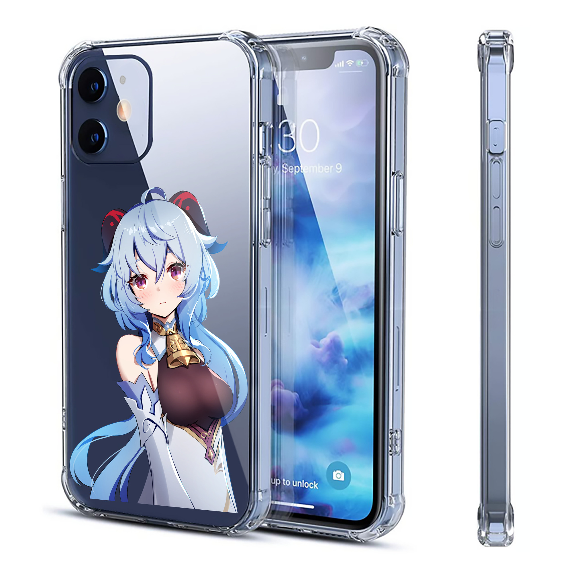 げんし神 甘雨 かんう genshin Ganyu 【iPhone 12シリーズ対応】透明スマホケース（クリアソフトケース）